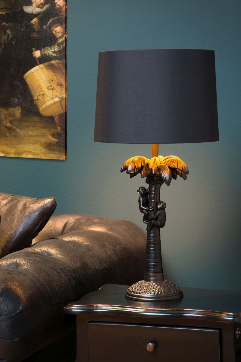 Lucide EXTRAVAGANZA COCONUT - Stolná lampa - Ø 30,5 cm - 1xE27 - Čierna